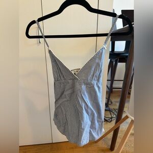 Brandy Melville Blue and White Gingham Tank Top